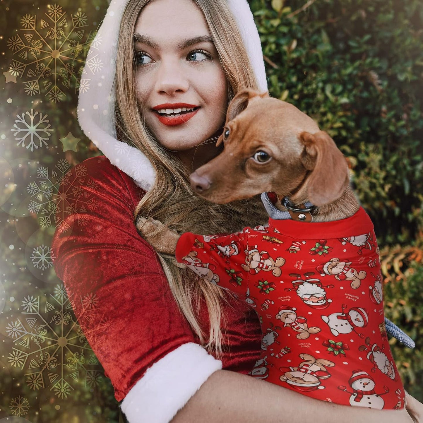 4 Pieces Christmas Dog Pajamas Christmas Element Puppy Clothes Santa Snowman Xmas Holiday Pet Puppy Pajamas Christmas Tree Snowflake Dog Pajama (Santa Patterns,Large)