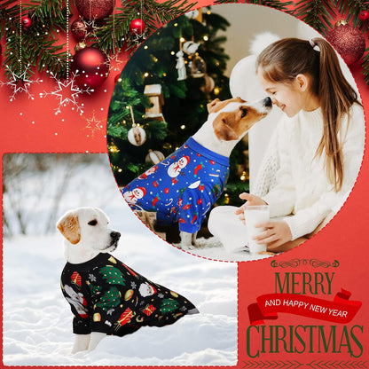 4 Pieces Christmas Dog Pajamas Christmas Element Puppy Clothes Santa Snowman Xmas Holiday Pet Puppy Pajamas Christmas Tree Snowflake Dog Pajama (Santa Patterns,Large)