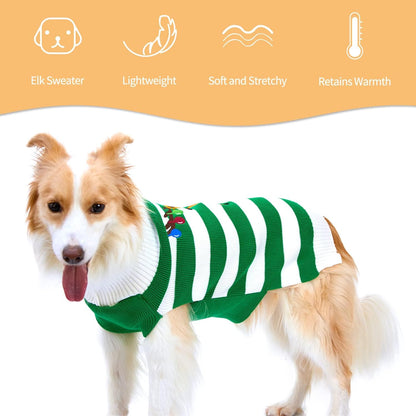 Dog Sweater Pet Christmas Elk Bells Sweaters Halloween Reindeer for Small Dog and Cat (M, Green)