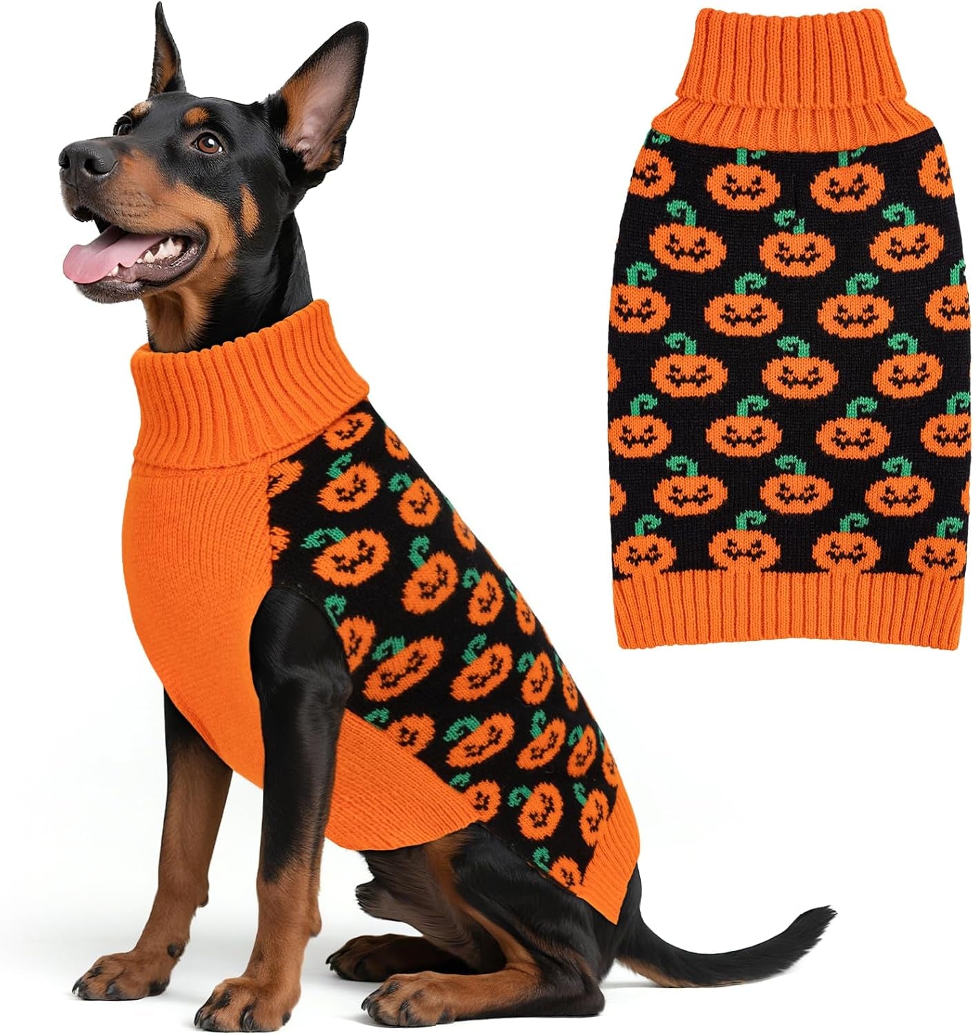 Dog Christmas Sweater with Reindeer Pattern Cozy Winter Outfit Boy Girl Red Buffalo Plaid Knitwear Turtleneck Dog Sweater for Small Dogs with Leash Hole Soft Warm Pet Clothes, Small