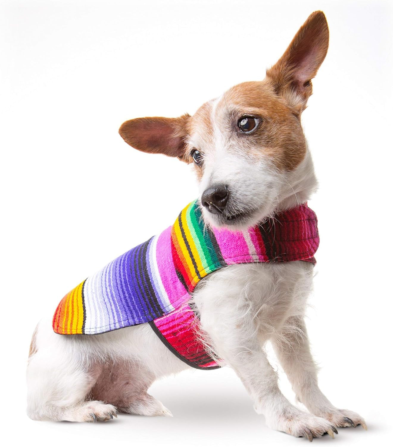 Dog Clothes - Handmade Dog Poncho - Cinco De Mayo Chihuahua Costume from Authentic Mexican Blanket (Pink, XXS)