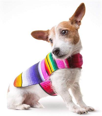 Dog Clothes - Handmade Dog Poncho - Cinco De Mayo Chihuahua Costume from Authentic Mexican Blanket (Pink, XXS)