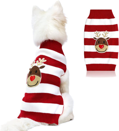 Dog Sweater Pet Christmas Elk Bells Sweaters Halloween Reindeer for Small Dog and Cat (M, Green)