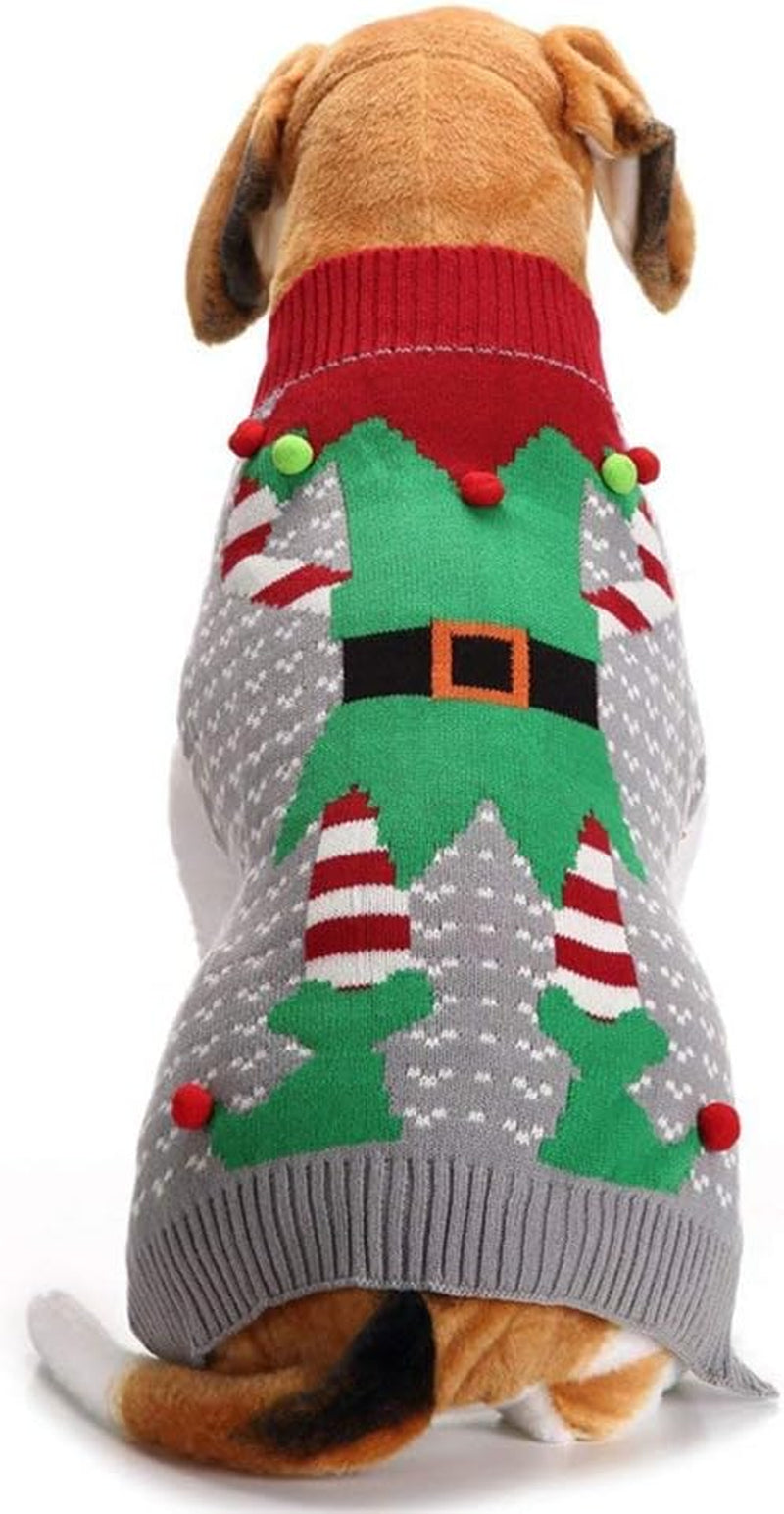 Dog Sweater Pet Christmas Elk Bells Sweaters Halloween Reindeer for Small Dog and Cat (M, Green)