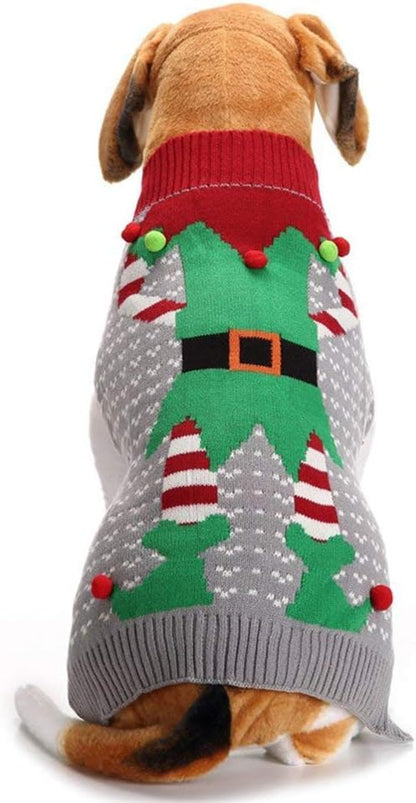 Dog Sweater Pet Christmas Elk Bells Sweaters Halloween Reindeer for Small Dog and Cat (M, Green)