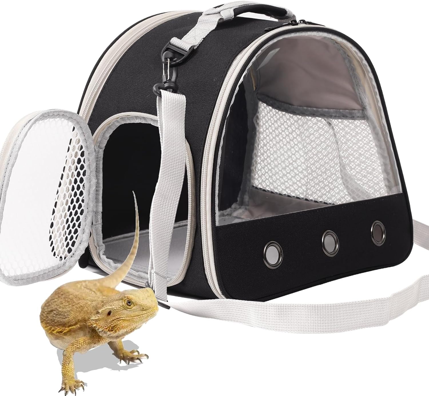 Guinea Pig Backpack Carrier, Reptile Outdoor Used,Bearded Dragon Carrier Backpack with Clear Bubble Window,Small Animal Travel Backpack for Hedgehog Rat Parrot, Airline Approved (Grey, Backpack)