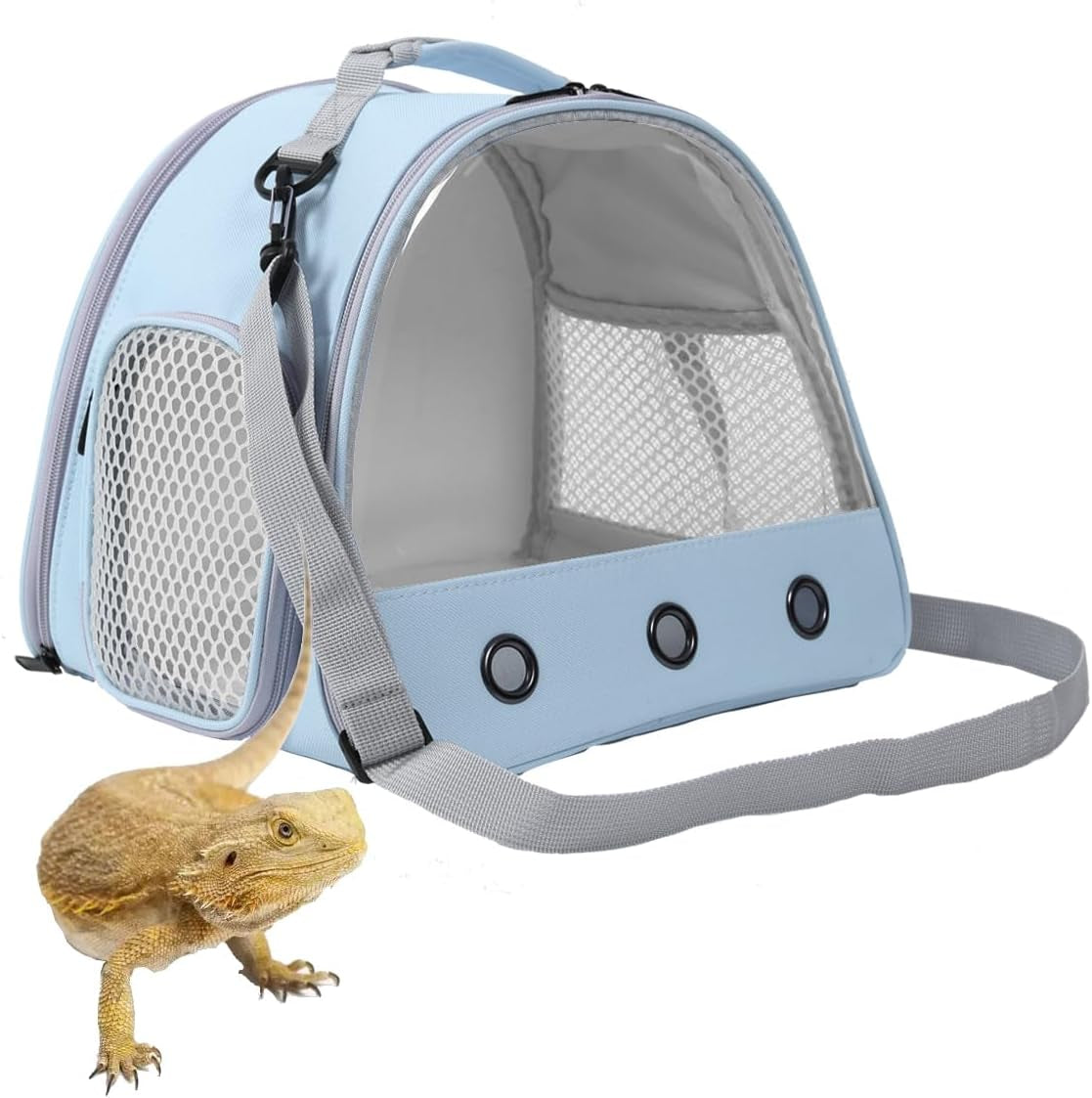 Guinea Pig Backpack Carrier, Reptile Outdoor Used,Bearded Dragon Carrier Backpack with Clear Bubble Window,Small Animal Travel Backpack for Hedgehog Rat Parrot, Airline Approved (Grey, Backpack)