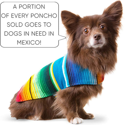 Dog Clothes - Handmade Dog Poncho from Authentic Mexican Blanket by  (Blue, Large)