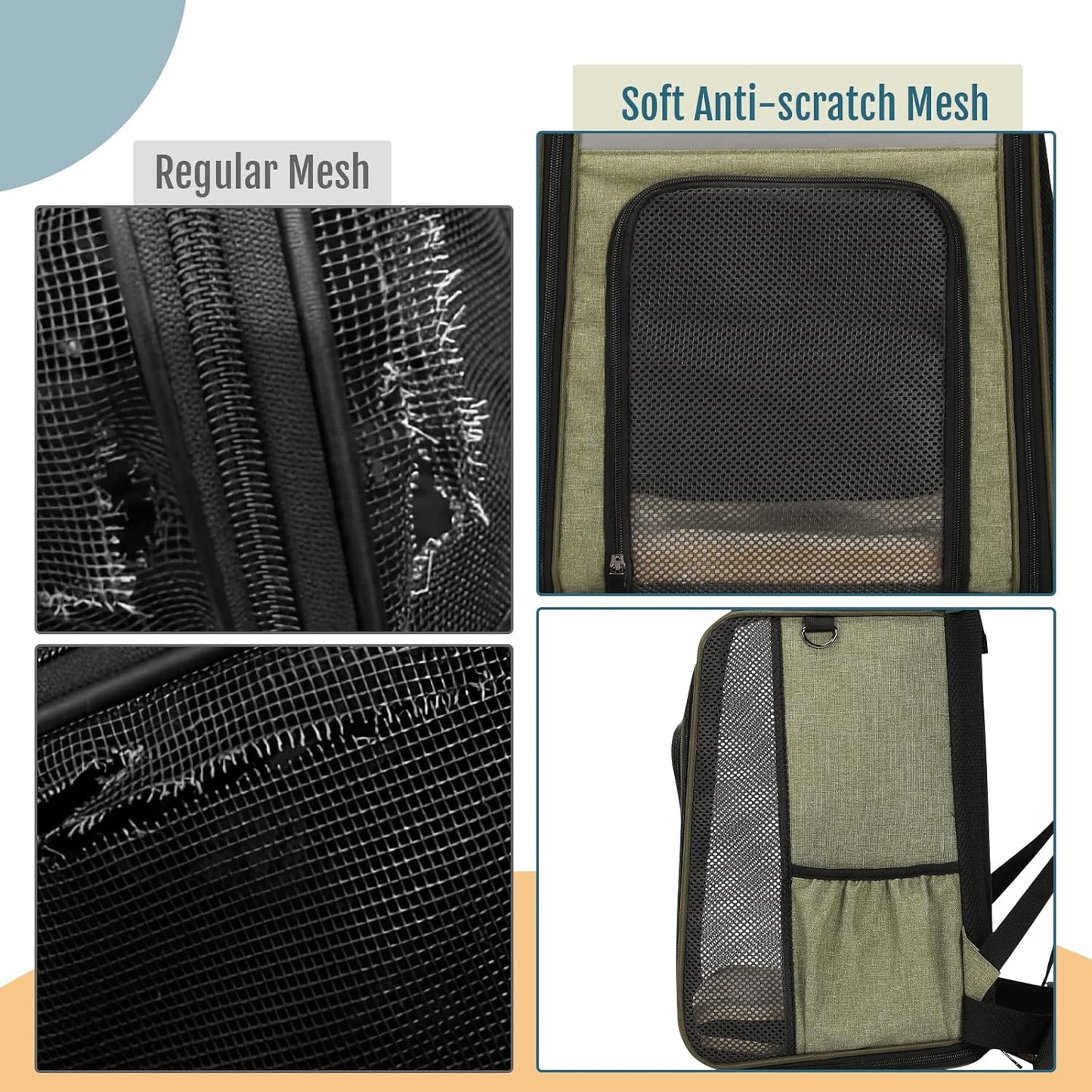 Cat Backpack Carrier with Soft Plush Mat, Cross Ventilation Design, Dog Backpack Easy Fit for Travel Camping Hiking, Hold Pets up to 22 Lbs