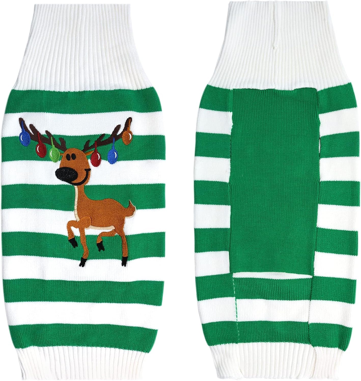 Dog Sweater Pet Christmas Elk Bells Sweaters Halloween Reindeer for Small Dog and Cat (M, Green)