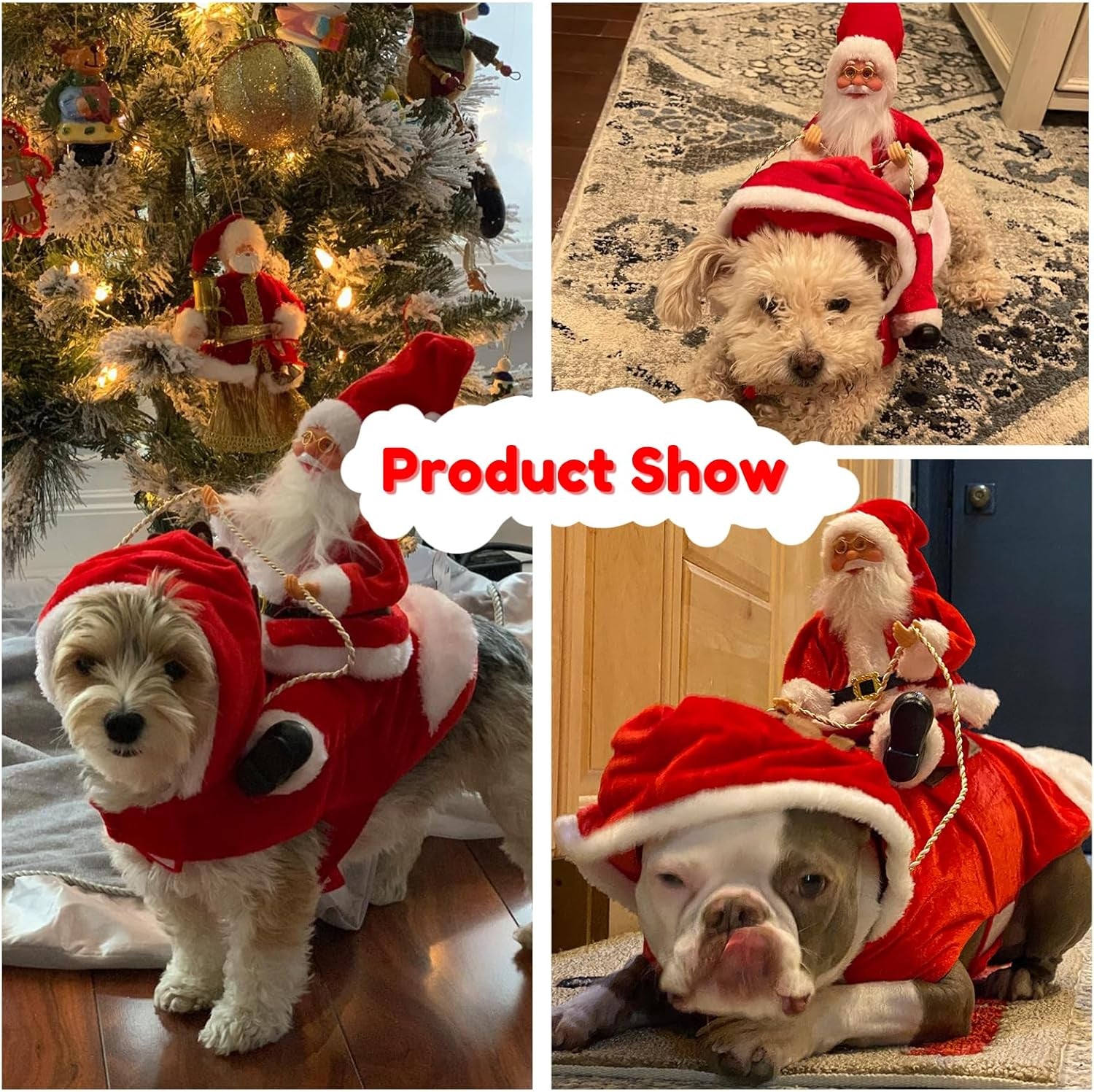 Santa Dog Costume Christmas Pet Clothes Santa Claus Riding Pet Cosplay Costumes Party Dressing up Dogs Cats Outfit for Small Medium Large Dogs Cats