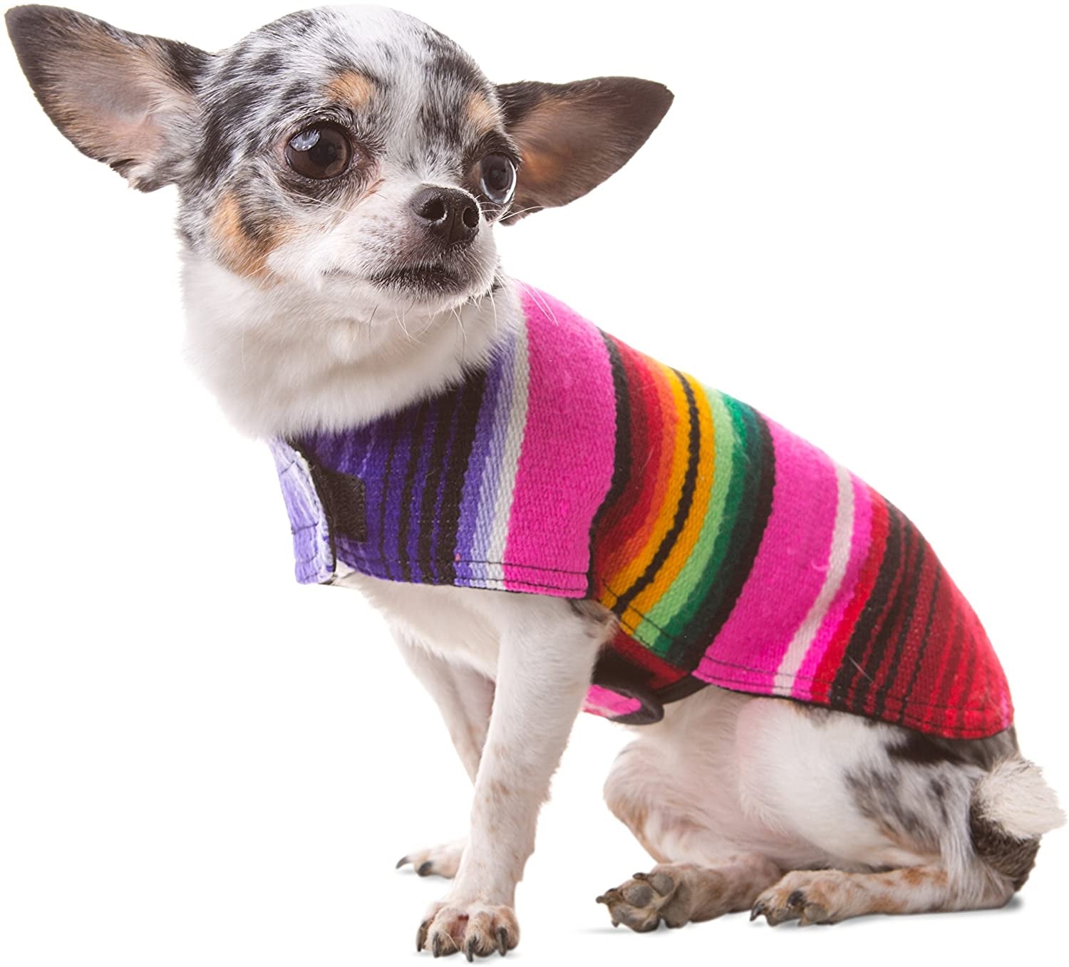 Dog Clothes - Handmade Dog Poncho from Authentic Mexican Blanket by  (Blue, Large)