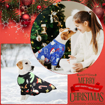 4 Pieces Christmas Dog Pajamas Christmas Element Puppy Clothes Santa Snowman Xmas Holiday Pet Puppy Pajamas Christmas Tree Snowflake Dog Pajama (Santa Patterns,Medium)