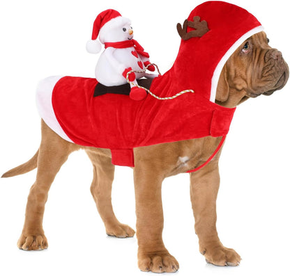 Santa Dog Costume Christmas Pet Clothes Santa Claus Riding Pet Cosplay Costumes Party Dressing up Dogs Cats Outfit for Small Medium Large Dogs Cats
