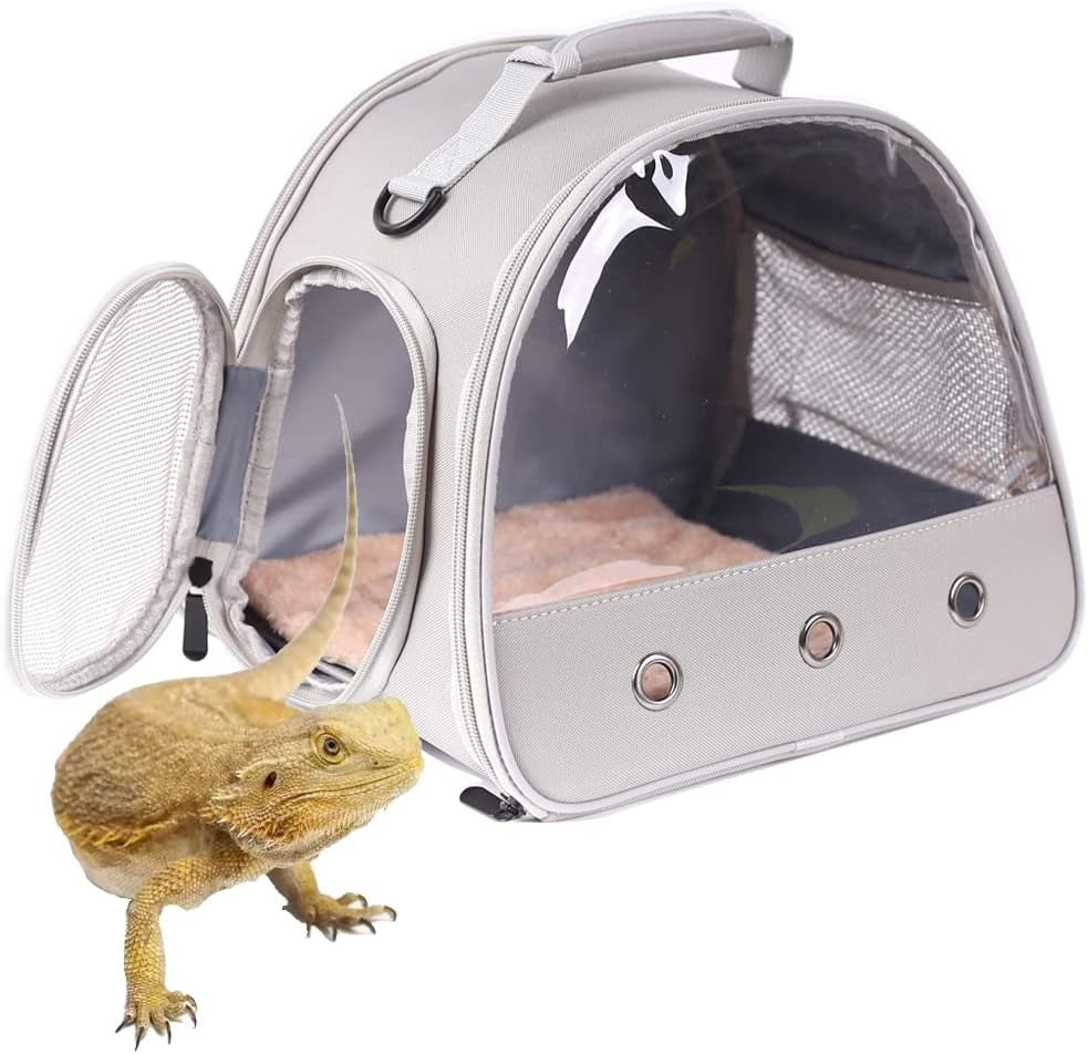 Guinea Pig Backpack Carrier, Reptile Outdoor Used,Bearded Dragon Carrier Backpack with Clear Bubble Window,Small Animal Travel Backpack for Hedgehog Rat Parrot, Airline Approved (Grey, Backpack)
