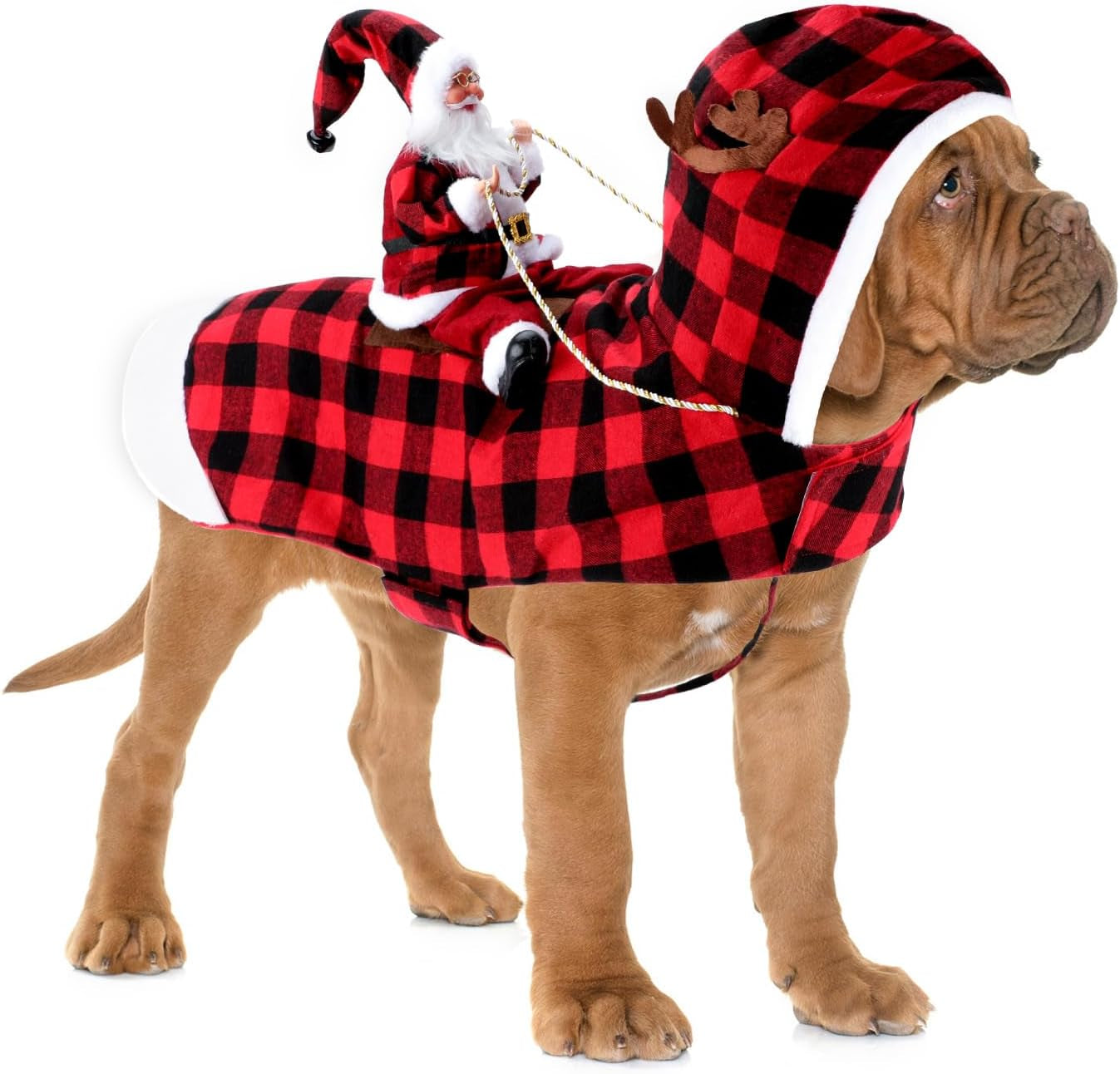 Santa Dog Costume Christmas Pet Clothes Santa Claus Riding Pet Cosplay Costumes Party Dressing up Dogs Cats Outfit for Small Medium Large Dogs Cats