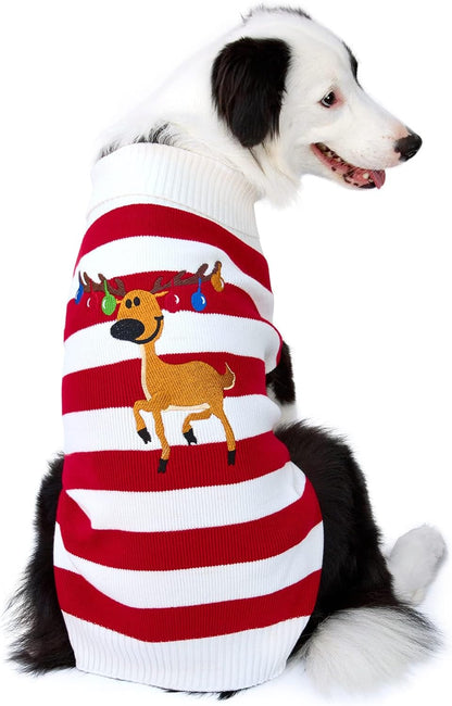 Dog Sweater Pet Christmas Elk Bells Sweaters Halloween Reindeer for Small Dog and Cat (M, Green)