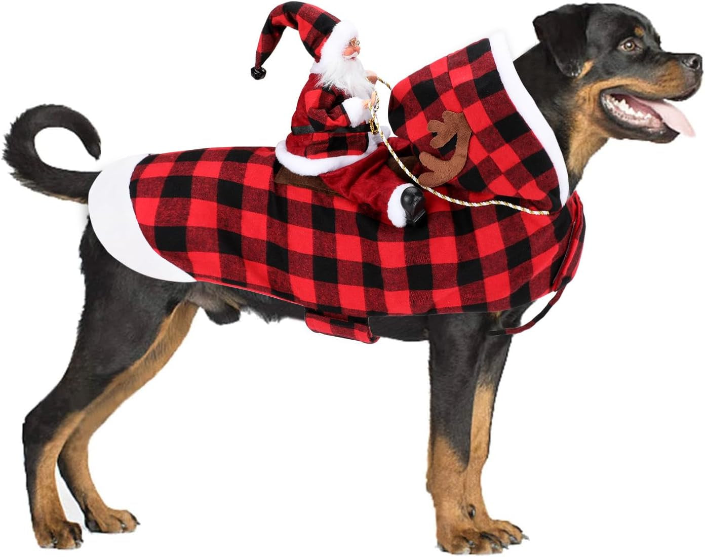 Santa Dog Costume Christmas Pet Clothes Santa Claus Riding Pet Cosplay Costumes Party Dressing up Dogs Cats Outfit for Small Medium Large Dogs Cats