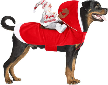 Santa Dog Costume Christmas Pet Clothes Santa Claus Riding Pet Cosplay Costumes Party Dressing up Dogs Cats Outfit for Small Medium Large Dogs Cats