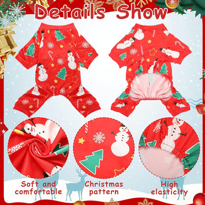 4 Pieces Christmas Dog Pajamas Christmas Element Puppy Clothes Santa Snowman Xmas Holiday Pet Puppy Pajamas Christmas Tree Snowflake Dog Pajama (Santa Patterns,Medium)