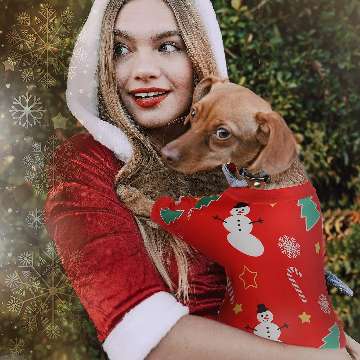 4 Pieces Christmas Dog Pajamas Christmas Element Puppy Clothes Santa Snowman Xmas Holiday Pet Puppy Pajamas Christmas Tree Snowflake Dog Pajama (Santa Patterns,Medium)