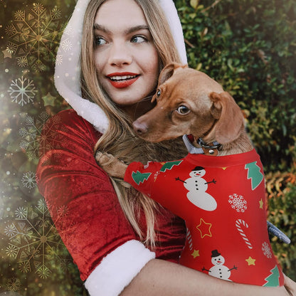 4 Pieces Christmas Dog Pajamas Christmas Element Puppy Clothes Santa Snowman Xmas Holiday Pet Puppy Pajamas Christmas Tree Snowflake Dog Pajama (Santa Patterns,Medium)