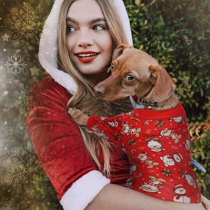 4 Pieces Christmas Dog Pajamas Christmas Element Puppy Clothes Santa Snowman Xmas Holiday Pet Puppy Pajamas Christmas Tree Snowflake Dog Pajama (Santa Patterns,Large)