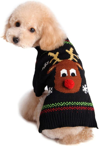 Dog Sweater Pet Christmas Elk Bells Sweaters Halloween Reindeer for Small Dog and Cat (M, Green)