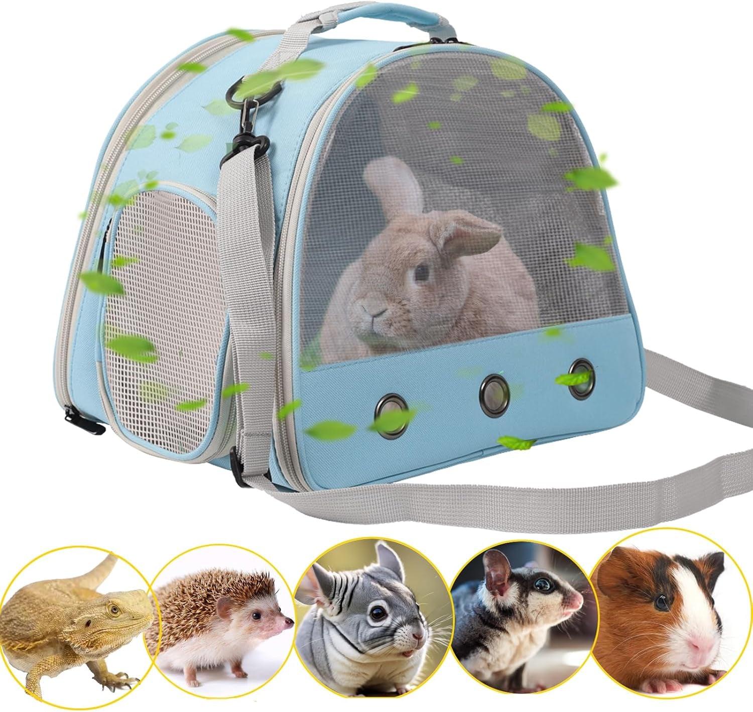 Guinea Pig Backpack Carrier, Reptile Outdoor Used,Bearded Dragon Carrier Backpack with Clear Bubble Window,Small Animal Travel Backpack for Hedgehog Rat Parrot, Airline Approved (Grey, Backpack)
